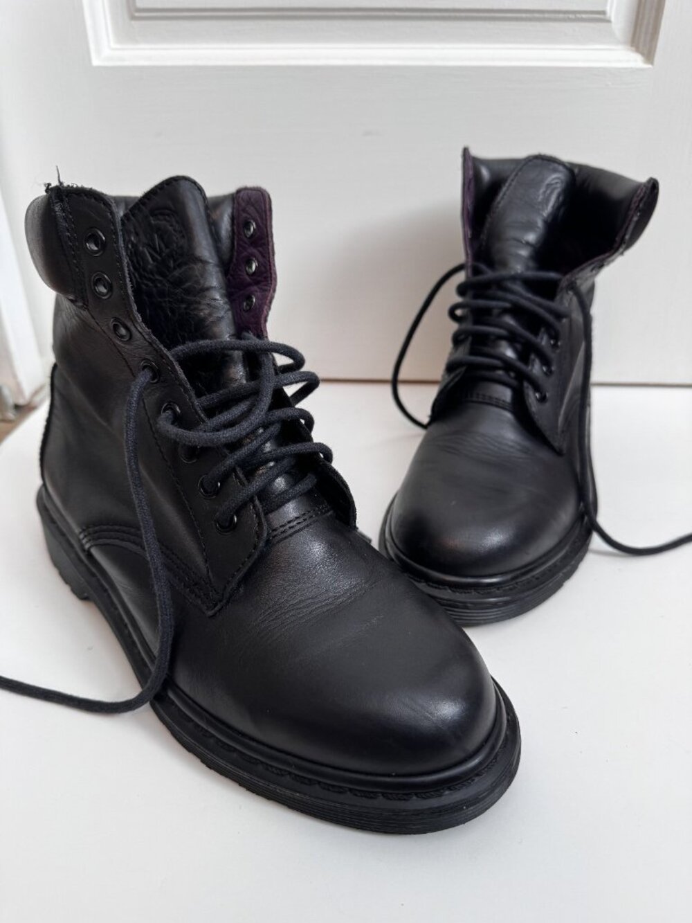 Max Mara Lace Up Black Women Combat Army Boots EU38/US8 Made in Italy leather